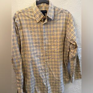 Scott Barber Yellow&Blue Button Down Long Sleeved Shirt Classic Design Mens M